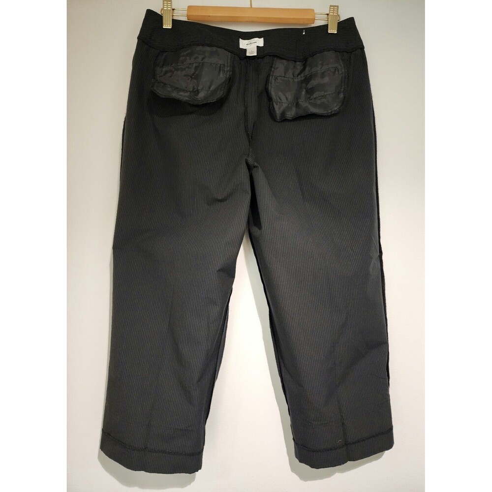 Ann Taylor LOFT Womens Marisa Cotton Striped Cropped Pants Black Cuffed Size 8 - Picture 5 of 9